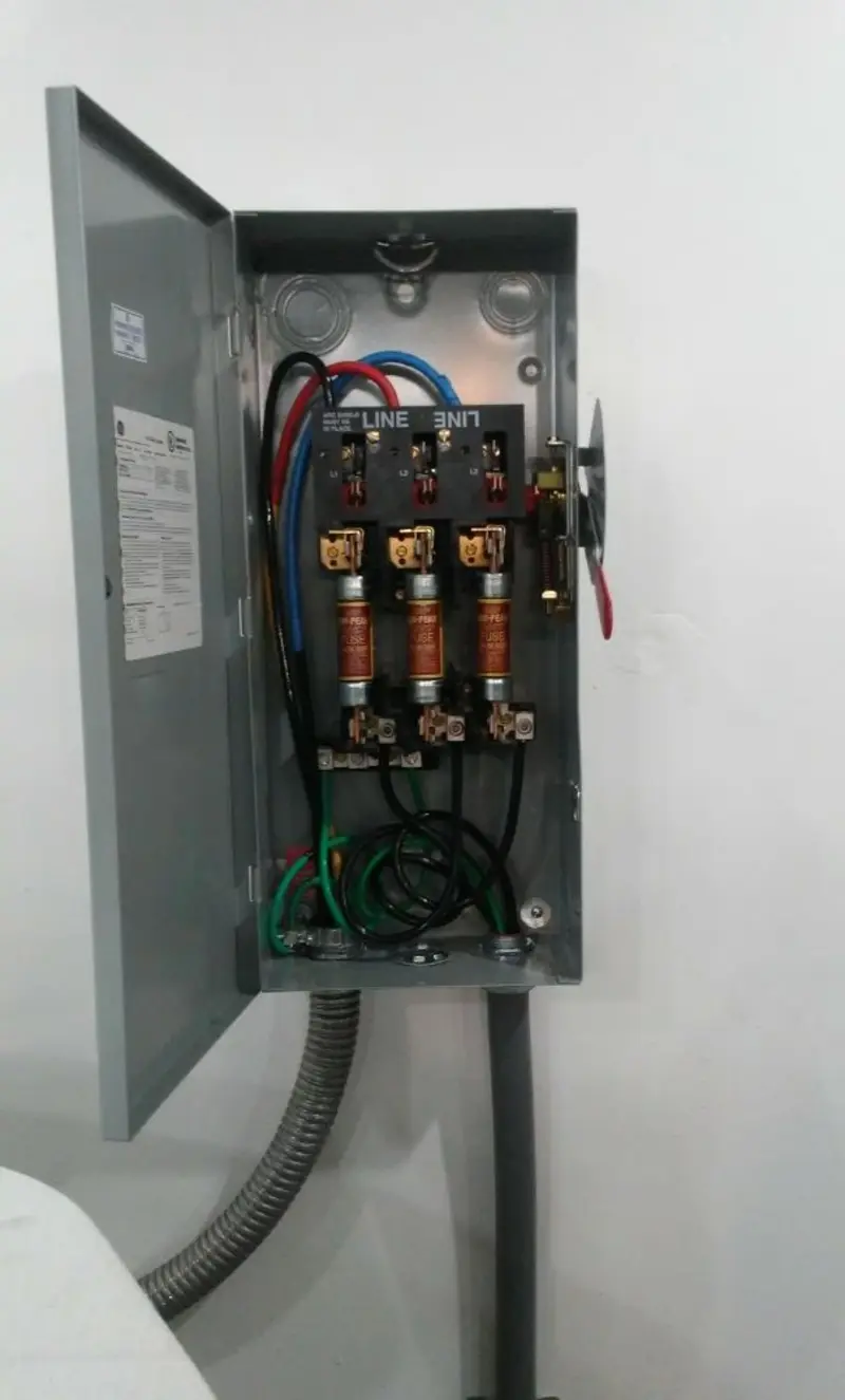 Three-phase disconnect switch installed for Smoke Detector Installation in Anaheim